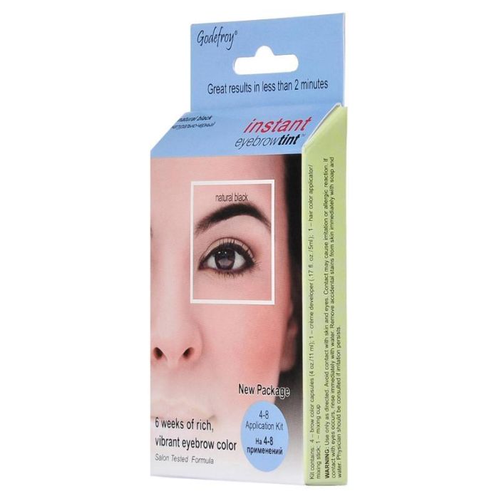 Godefroy Instant Eyebrow Tint Краска-хна для бровей тон черный капсулы 4 шт.