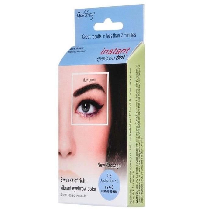 Godefroy Instant Eyebrow Tint Краска-хна для бровей тон темно-коричневый капсулы 4 шт.