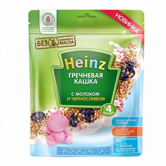 Хайнц (Heinz) Кашка молочная гречневая с черносливом 4 мес. пауч 250 г