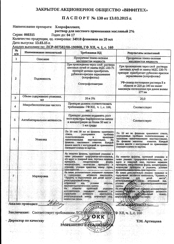 Хлорофиллипт флаконы в масле 2%, 20 мл