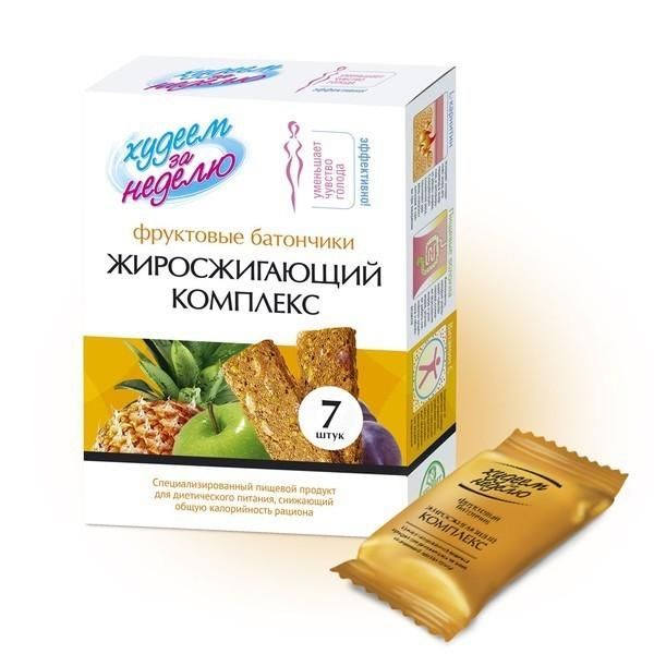 Худеем за неделю Батончик Жиросжигающий комплекс фруктовый, 7 шт. Худеем за неделю Батончик Жиросжигающий комплекс фруктовый, 7 шт.