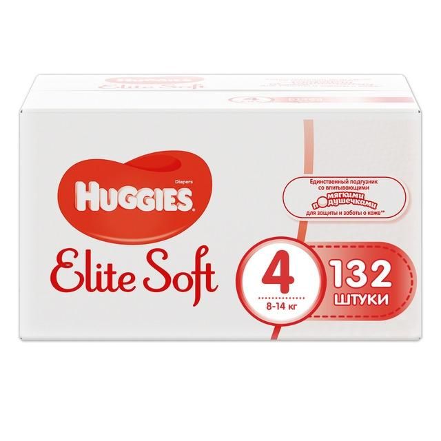 Huggies Подгузники Elite Soft 4 8-14кг 132шт