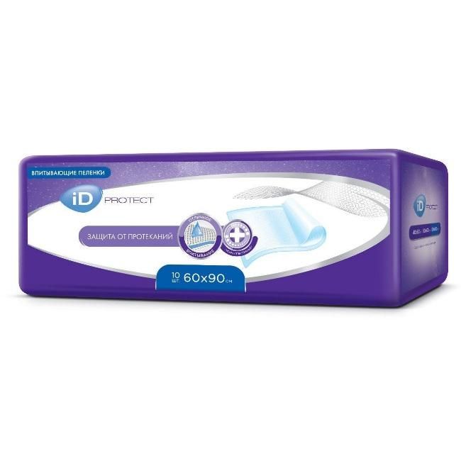 iD Protect пеленки одноразовые впитывающие Disposable underpads 60х90 см 10 шт.