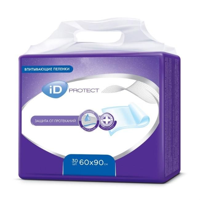 iD Protect пеленки одноразовые впитывающие Disposable underpads 60х90 см 30 шт.