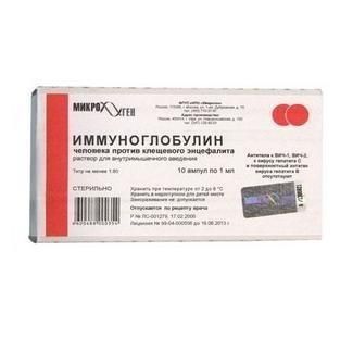 Иммуноглобулин челов против клещев энцефалита р-р в/м 1мл n10 титр 1:160 Иммуноглобулин челов против клещев энцефалита р-р в/м 1мл n10 титр 1:160
