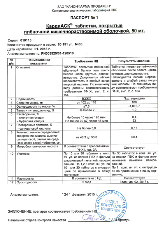 КардиАСК таблетки покрыт.киш-раств.плен.об. 50 мг 30 шт.