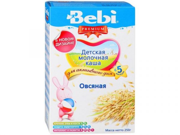 Каша Беби (Bebi) Премиум молочная овсяная 5 мес. 250г упак. Каша Беби (Bebi) Премиум молочная овсяная 5 мес. 250г упак.
