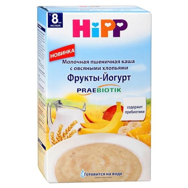 Каша Hipp молочная пшеничная с овсяными хлопьями с фруктами и йогуртом с пребиотиками 8 мес. 250г упак.