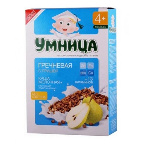 Каша Умница молочная гречневая с грушей 4 мес. 200г упак.
