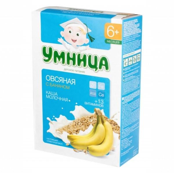 Каша Умница молочная овсяная с бананом 6 мес. 200г упак.