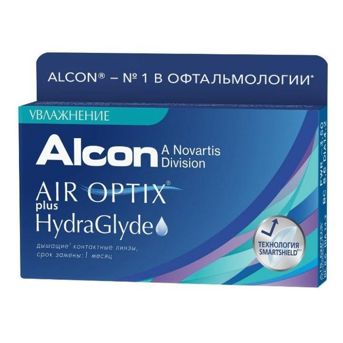 Контактные линзы Air Optix Plus HydraGlyde +2.50 6шт.