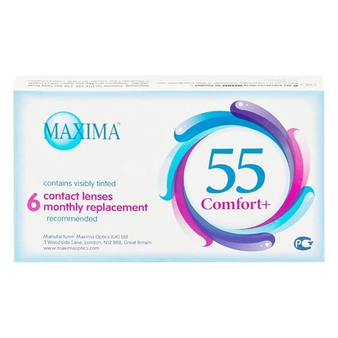 Контактные линзы Maxima 55 Comfort + на месяц 6 шт / -5,0/8.6/14.2 уп.