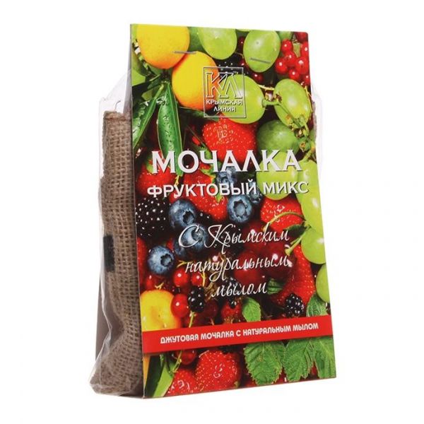Крымская Линия Мочалка джутовая мылом Фруктовый микс 50г