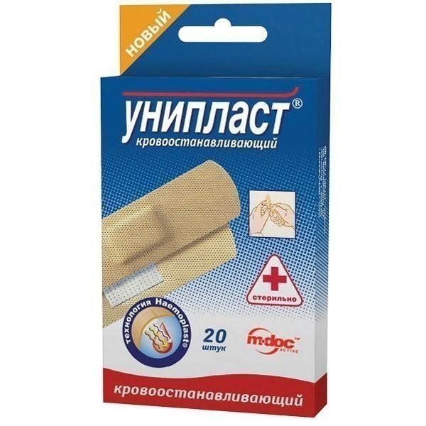 Лейкопластырь Унипласт бактерицидный кровоостанавливающий 20 шт. Лейкопластырь Унипласт бактерицидный кровоостанавливающий 20 шт.
