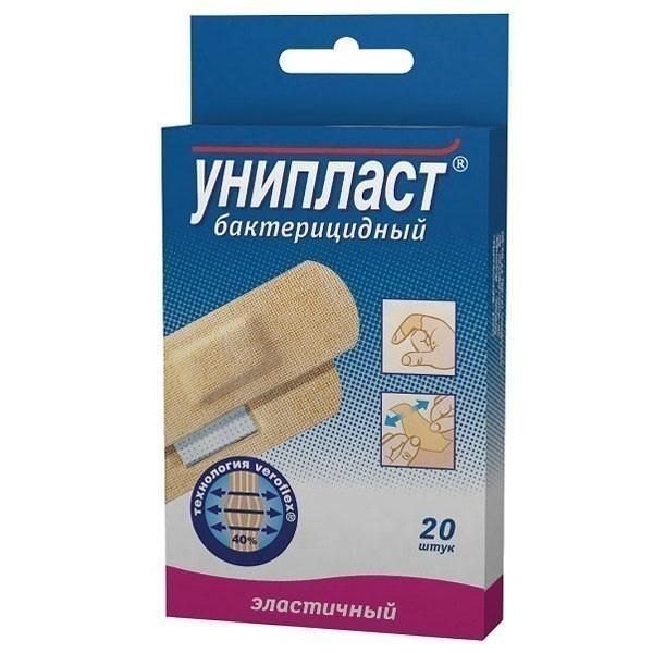 Лейкопластырь Унипласт бактерицидный натуральный 1,9х7,2 см 20 шт Лейкопластырь Унипласт бактерицидный натуральный 1,9х7,2 см 20 шт