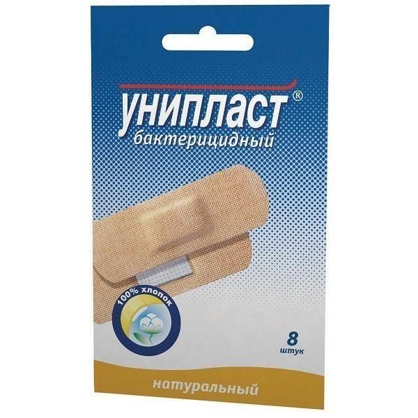Лейкопластырь Унипласт бактерицидный натуральный 1,9x7,2 см, 8 шт. Лейкопластырь Унипласт бактерицидный натуральный 1,9x7,2 см, 8 шт.