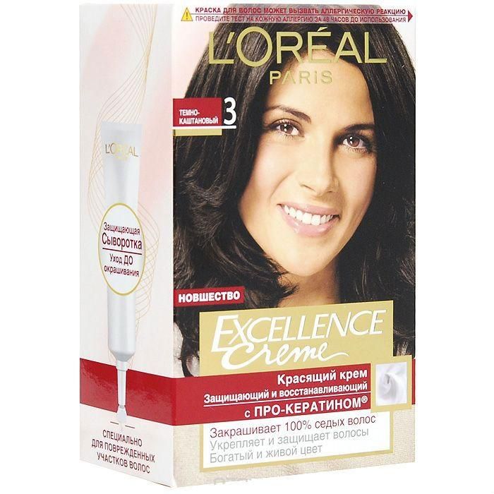 Loreal Краска для волос Excellence 3 Тёмно каштановый