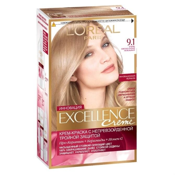 Loreal Краска для волос Excellence 9.1 Очень светло-русый пепельный