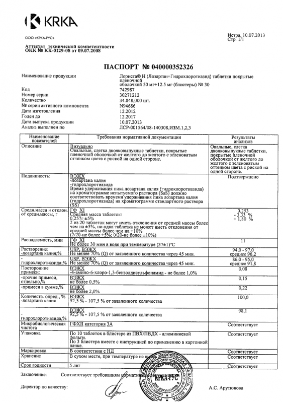 Лориста н таблетки 50 мг+12.5 мг, 30 шт.