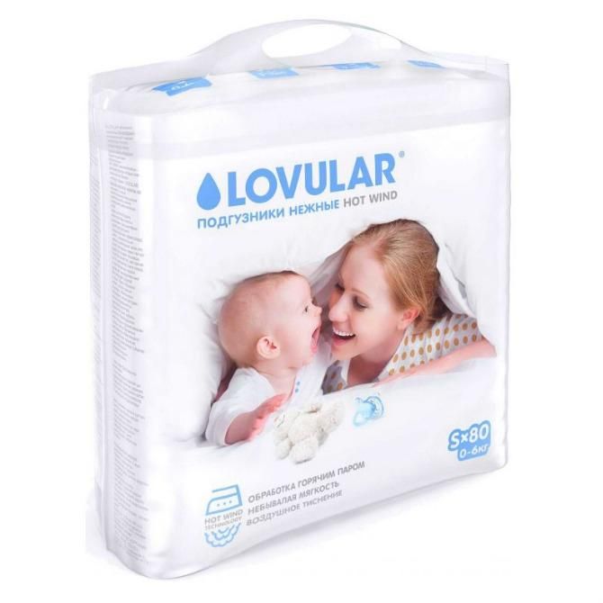 Lovular Hot Wind Подгузники детские S 0-6 кг 80 шт.