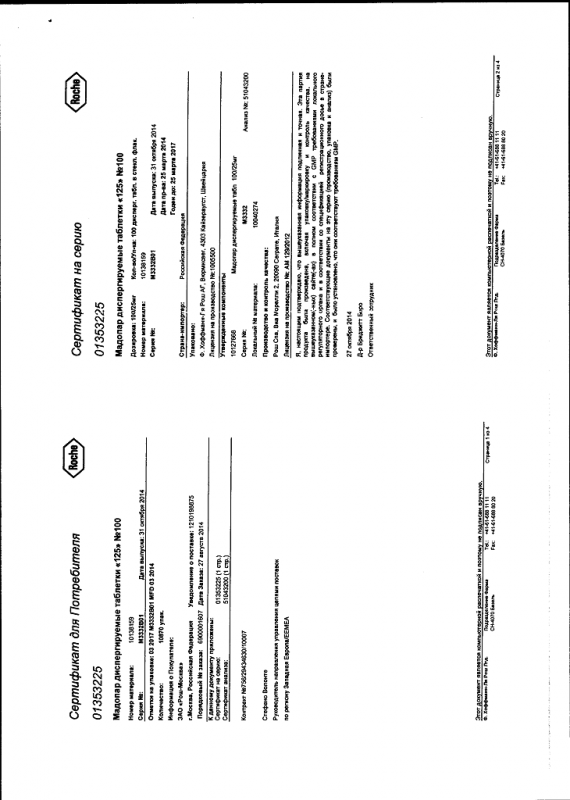 Мадопар диспергируемые таблетки таблетки 125 мг, 100 шт.