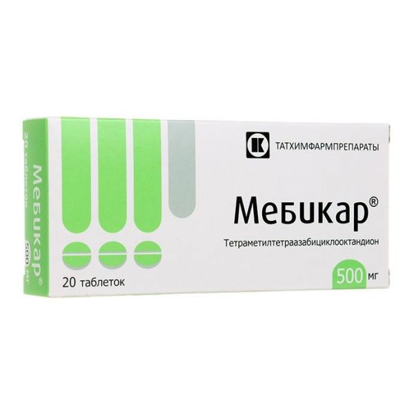 Мебикар таблетки 500 мг 20 шт. Мебикар таблетки 500 мг 20 шт.