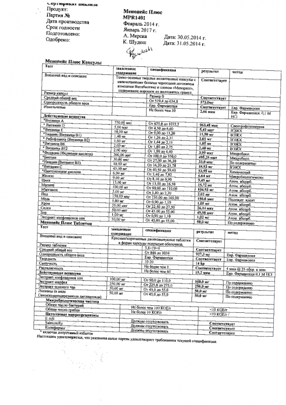 Менопейс плюс капсулы, 28 шт.+таблетки, 28 шт.