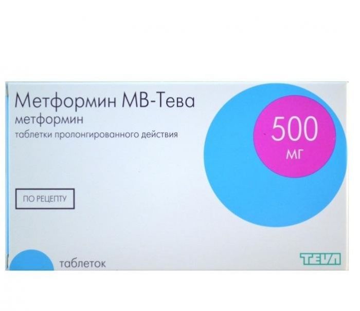 Метформин МВ-Тева таблетки пролонг. действия 500 мг 60 шт. упак.