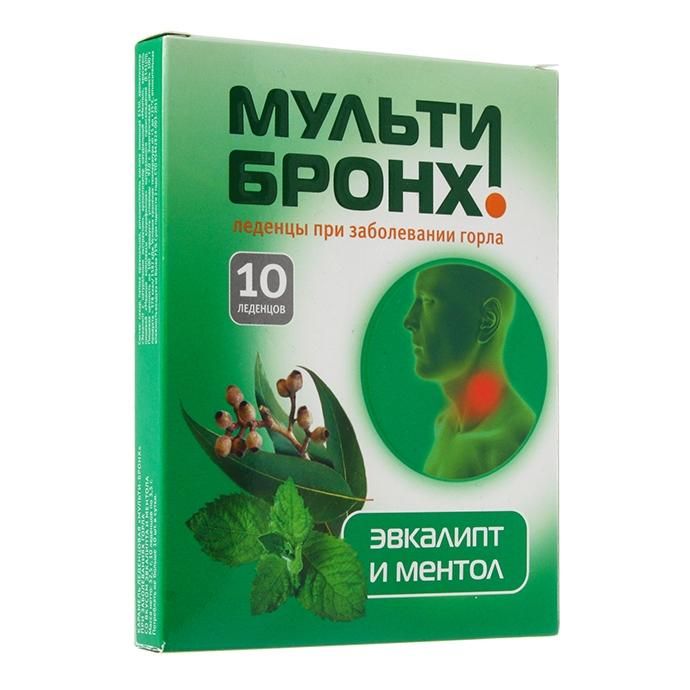 Мульти-Бронх леденцы со вкусом эвкалипт и ментол 10 шт.