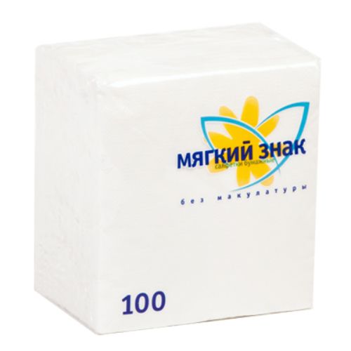Мягкий Знак Салфетки бумажные 100% целлюлоза 1сл 24см 100 шт белые Мягкий Знак Салфетки бумажные 100% целлюлоза 1сл 24см 100 шт белые