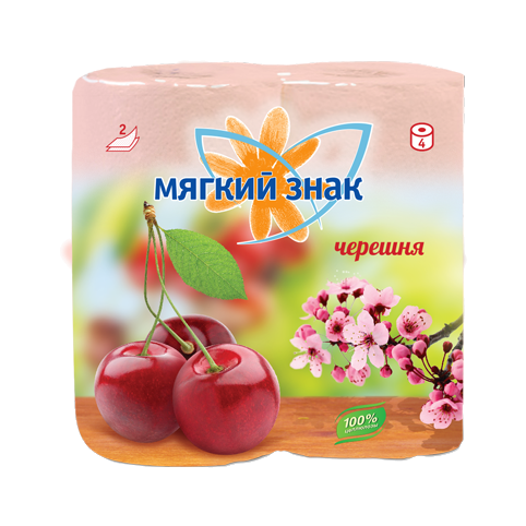 Мягкий Знак Туалетная бумага Deluxe с ароматом черешни 2х слойная 4 рул.