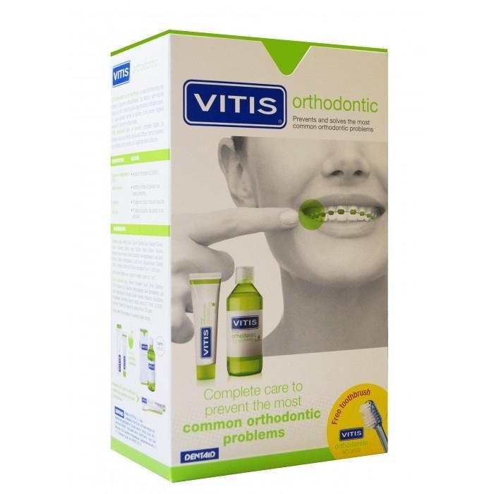 Набор Дентайд (Dentaid) Vitis Orthodontic Kit в коробке (ополаскиватель 500мл, зуб.паста 100мл, зуб.щетка) 1 шт.