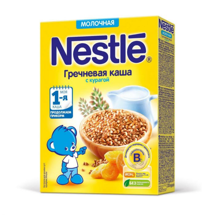 Нестле (Nestle) каша молочная гречневая с курагой с бифидобактериями с витаминами и минералами 5 мес. 220 г