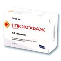 Глюкофаж таблетки 1 г, 60 шт.