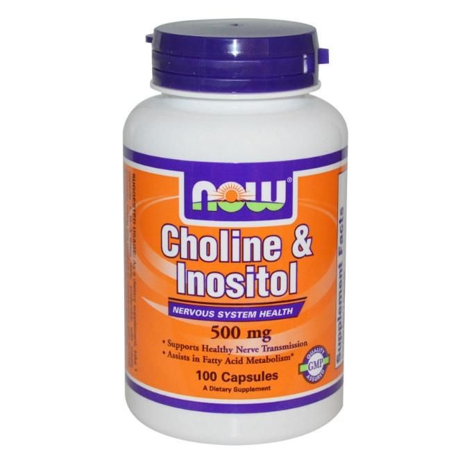 Now Choline &amp; Inositol Холин + Инозитол 250 мг+250 мг капсулы 100 шт.