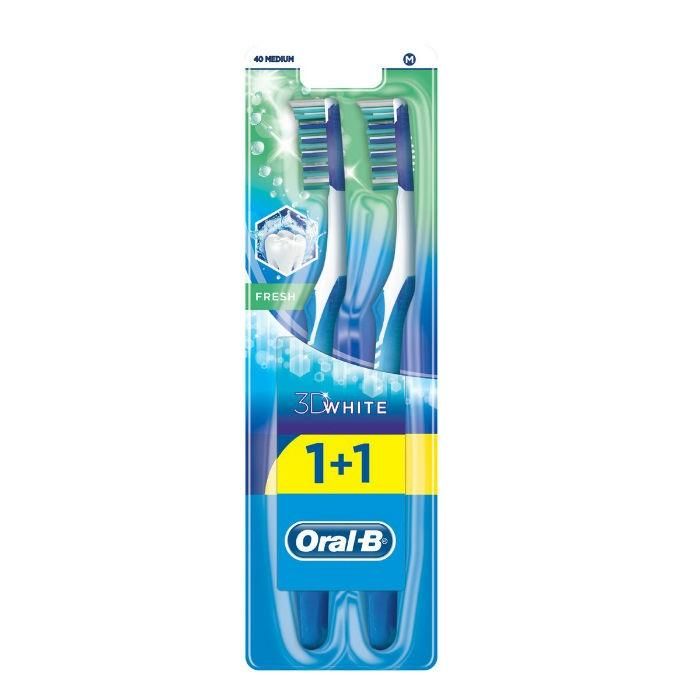 Oral-B Зубная щетка 3D White Свежесть 40 средняя 1+1шт бесплатно