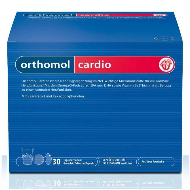 Ортомол Кардио/Orthomol Cardio курс 30 дней порошок+капсулы+таблетки 30 шт.