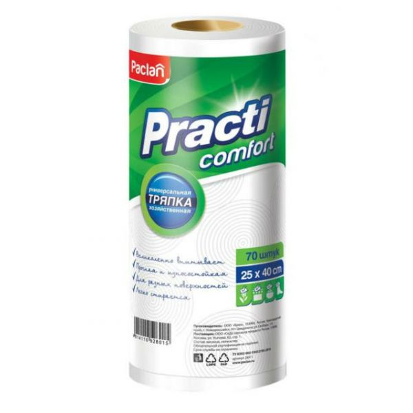 Paclan Comfort Тряпка универсальная рулон 70шт Paclan Comfort Тряпка универсальная рулон 70шт