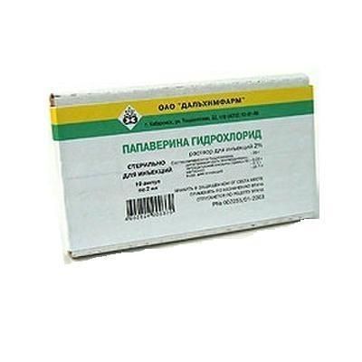Папаверин ампулы 2%, 2 мл, 10 шт.