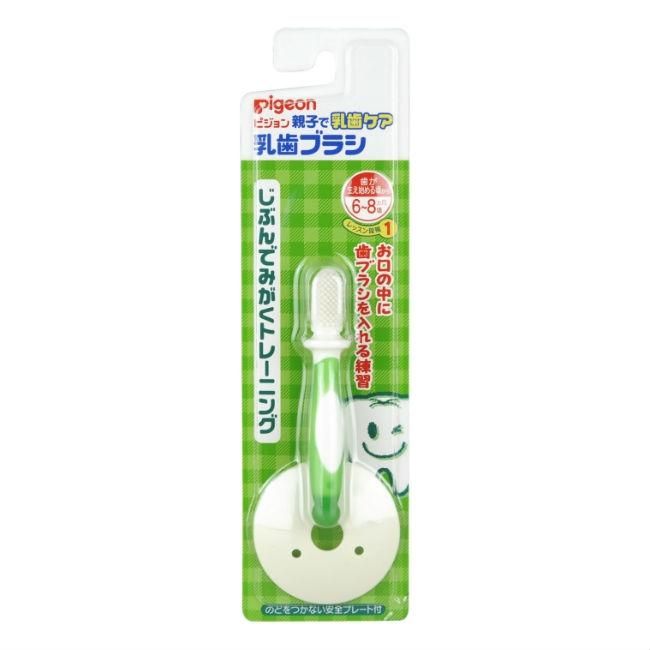Пиджен (Pigeon) Зубная щетка с фиксатором 6-8 мес, 1 шт.