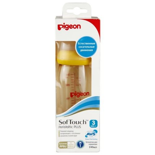 Pigeon Бутылочка для кормления SofTouch Перистальтик плюс 240мл PPSU