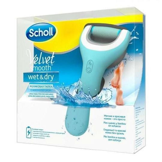 Пилка&nbsp;Scholl Velvet Smooth Wet&amp;Dry электрическая роликовая&nbsp;водонепроницемая для стоп 1 шт.