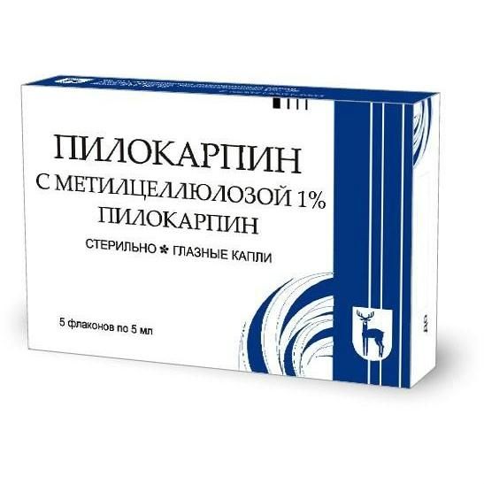 Пилокарпин глазные капли 1% , 1,5 мл , 5 шт.