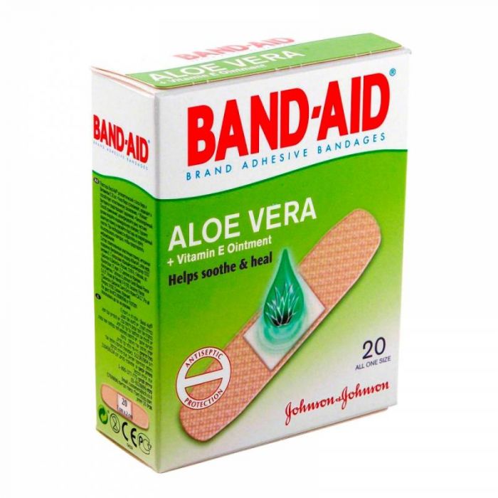 Пластырь Band-Aid антисептический с алоэ и витамином Е 20 шт