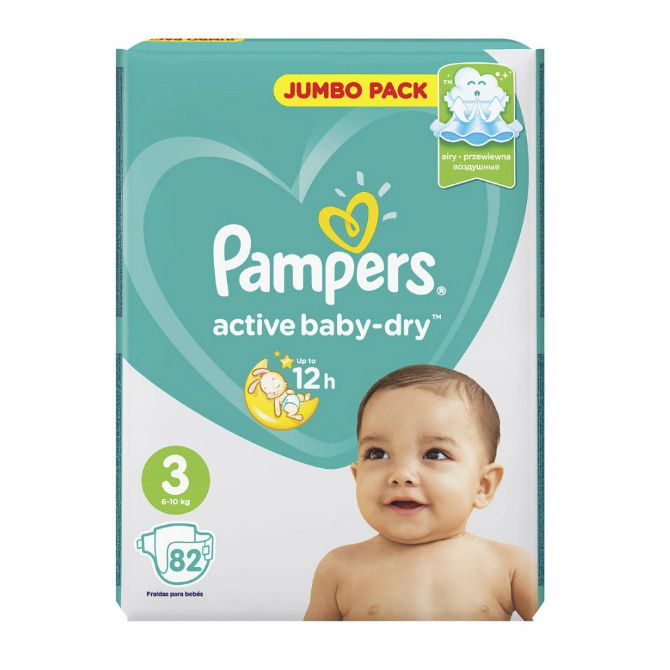 Подгузники Памперс (Pampers) Active Baby-Dry 6-10 кг р.3 82 шт.