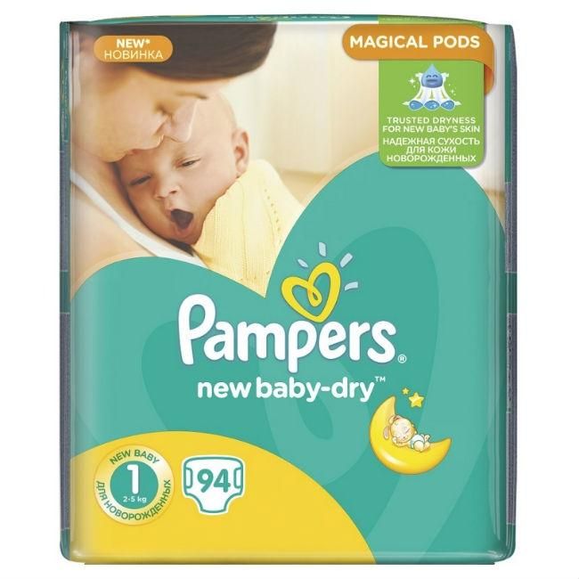 Подгузники Памперс (Pampers) Нью Бэби-Драй Ньюборн (2-5кг) 94 шт.