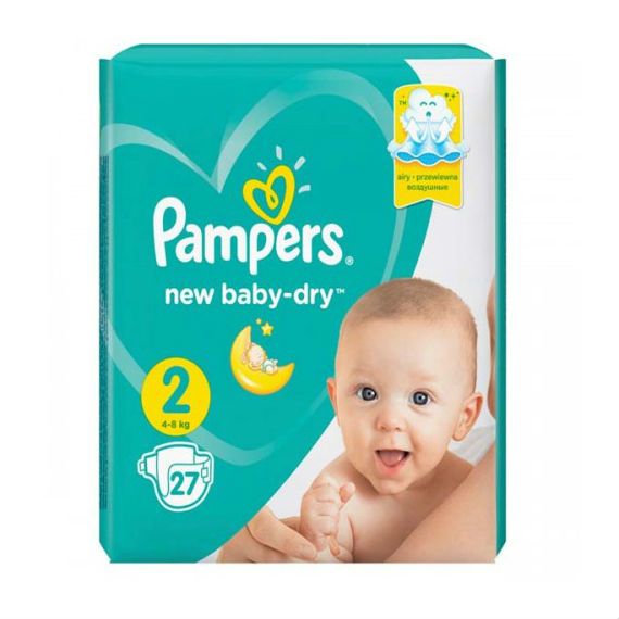 Подгузники Памперс (Pampers) New Baby-Dry 4-8 кг р.2 27 шт.