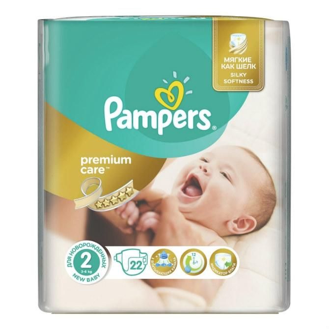 Подгузники Памперс (Pampers) Премиум Кейр 3-6 кг, 22 шт.