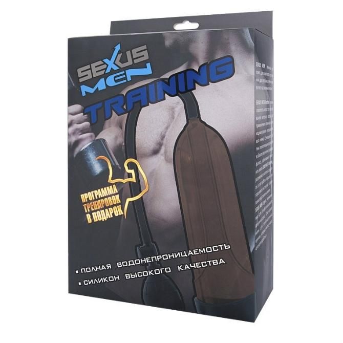 Помпа для пениса Sexus Men Training вакуумная механическая с манометром ABS пластик чёрная O6 см 1 шт.