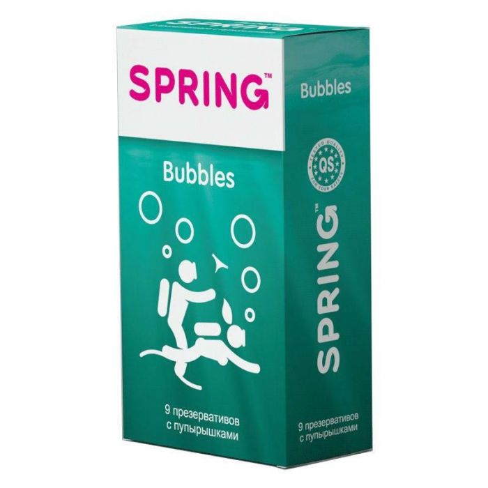 Презервативы Spring Bubbles с пупырышками 9 шт.